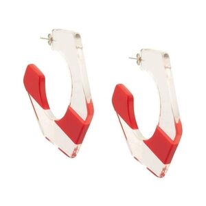 Rachel Comey Red and Clear Acrylic Hoop Earrings